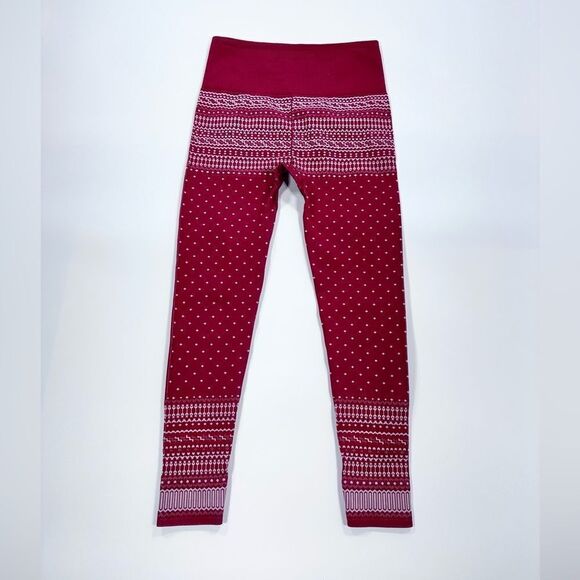 Fabletics fair isle red Christmas sweater print seamless leggings M - Picture 4 of 10